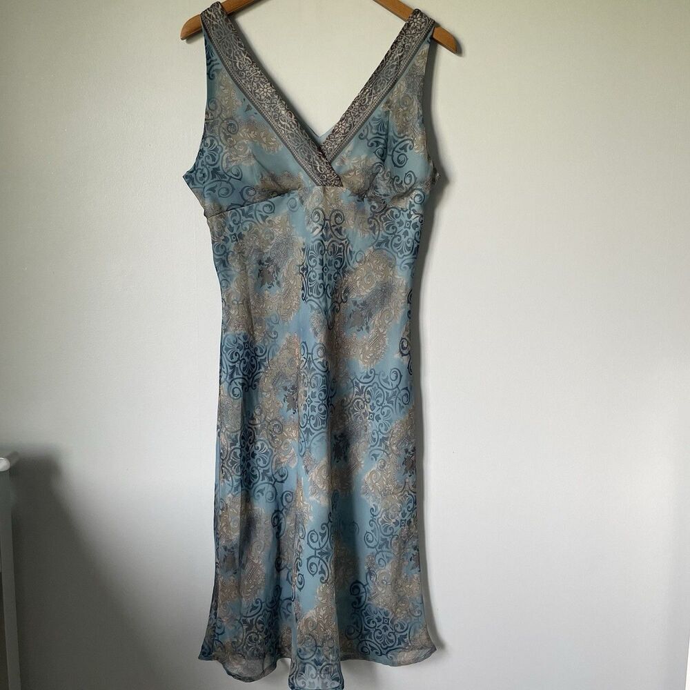 Emergency Exit Vintage y2k 2000's Midi Dress Blue Print Sleeveless Junior's 11